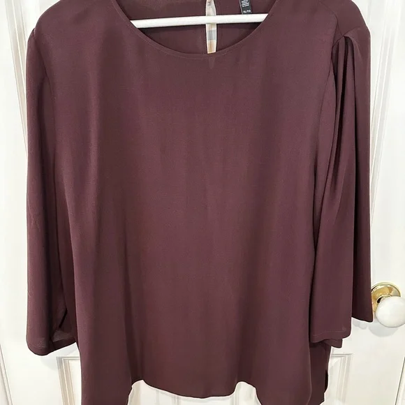 Eileen Fisher Rich Burgundy silk Blouse - Picture 3 of 7